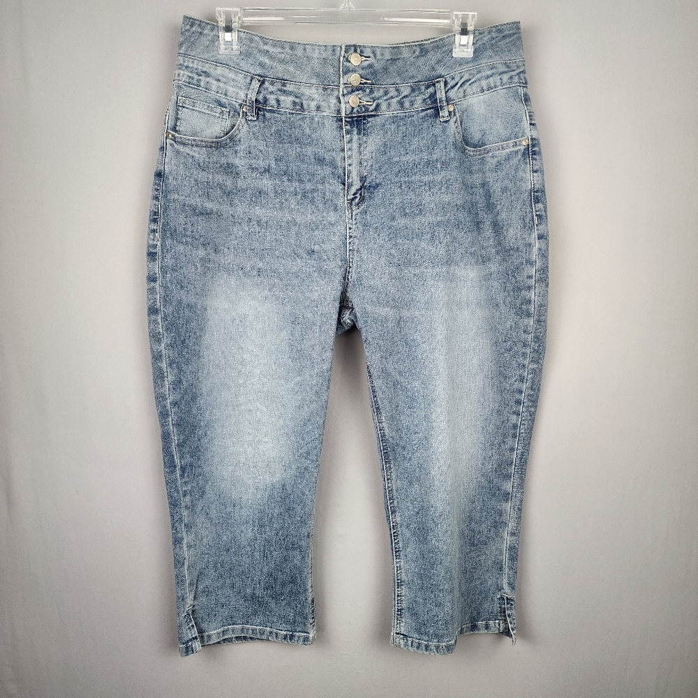 Suzanne Betro Crop Jeans High Rise Split Hem Sz 20